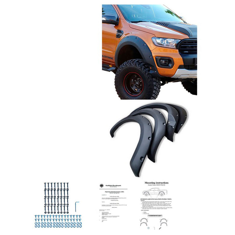 Oneway Satz Kotflügelverbreiterungen passend für Ford Ranger T8 2019-2022 - Mattschwarz