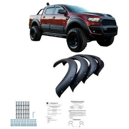 Oneway Satz Kotflügelverbreiterungen passend für Ford Ranger T6/T7/T8 2012-2022 - Mattschwarz