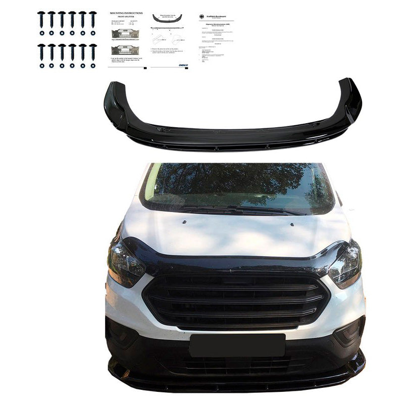 Oneway Frontspoiler passend für Ford Transit Custom MK1 Facelift 2018-2023 - Schwarz glänzend