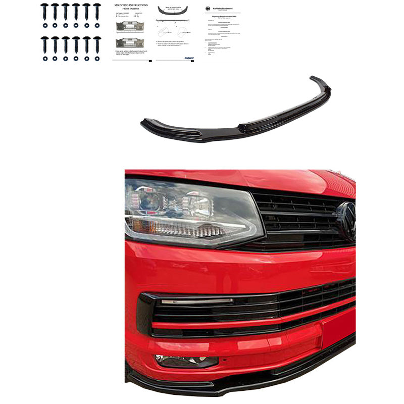 Oneway Frontspoiler passend für Volkswagen Transporter T6 2015-2019 - Version 2 - Schwarz glänzend