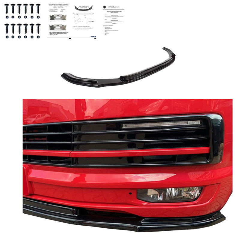 Oneway Frontspoiler passend für Volkswagen Transporter T6 2015-2019 - Version 2 - Schwarz glänzend