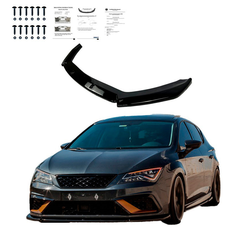 Oneway Frontspoiler passend für Seat Leon (5F) HB/SC/ST FR/Cupra Facelift 2017-2020 - Schwarz glänzend
