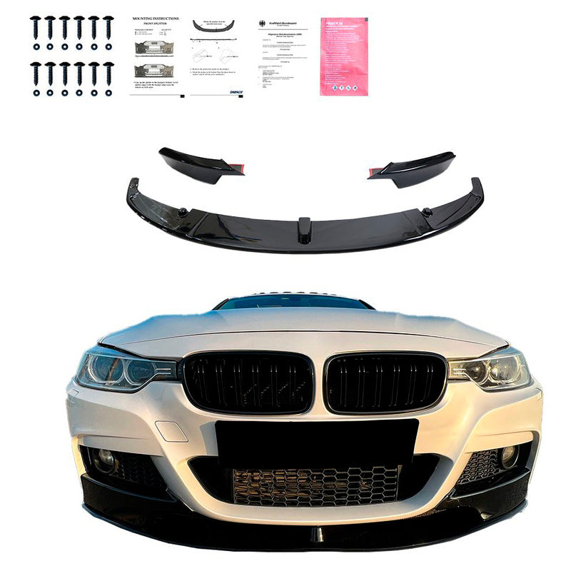 Oneway Frontspoiler passend für BMW 3er F30 M-Pack 2012-2019 mit Flaps - Schwarz glänzend