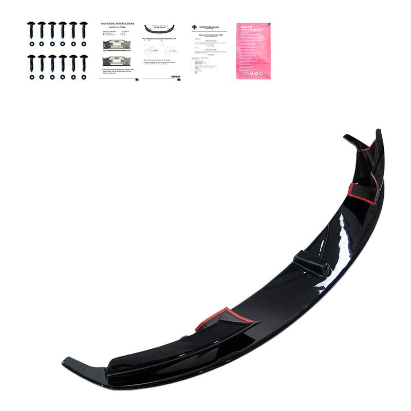 Oneway Frontspoiler passend für BMW 3er F30 M-Pack 2012-2019 mit Flaps - Schwarz glänzend