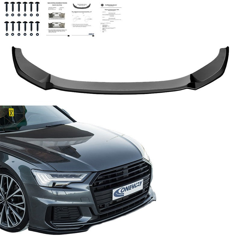 Oneway Frontspoiler passend für Audi A6 S-Line/S6 C8 (Limousine/Avant) 2018- - Version 2 - Schwarz glänzend