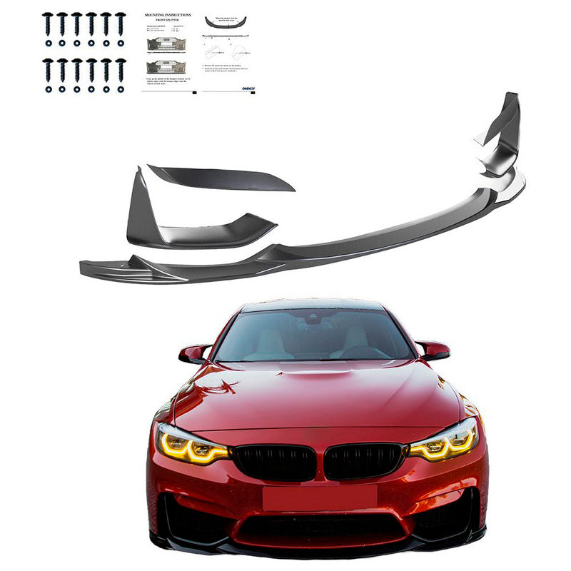 Oneway Frontspoiler passend für BMW M3 F80 2014-2018 & M4 F82 2014-2021 + Front Flaps - Schwarz glänzend