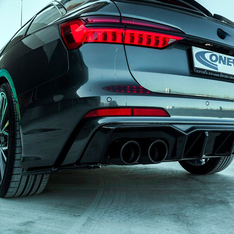 Oneway Heckschürzenansätze (Seitenteile) passend für Audi A6 S-Line/S6 C8 (Limousine/Avant) 2018- - Schwarz glänzend