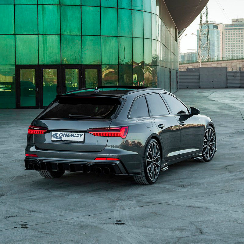 Oneway Heckschürzenansätze (Seitenteile) passend für Audi A6 S-Line/S6 C8 (Limousine/Avant) 2018- - Schwarz glänzend