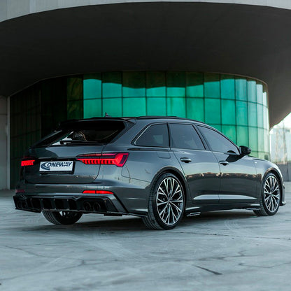 Oneway Heckschürzenansätze (Seitenteile) passend für Audi A6 S-Line/S6 C8 (Limousine/Avant) 2018- - Schwarz glänzend