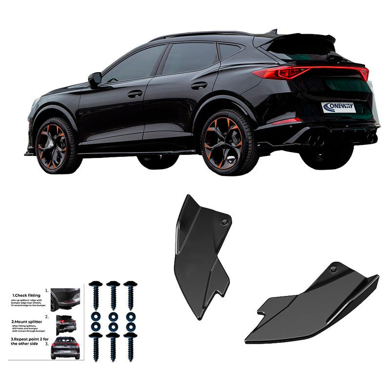 Oneway Heckschürzenansätze (Seitenteile) passend für Cupra Formentor 2020-2024 & Facelift 2024- - Version 2 - Schwarz glän...