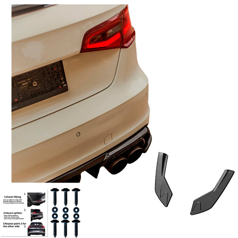 Oneway Heckschürzenansätze (Seitenteile) passend für Audi S3 8V Sportback 2013-2016 - Schwarz glänzend