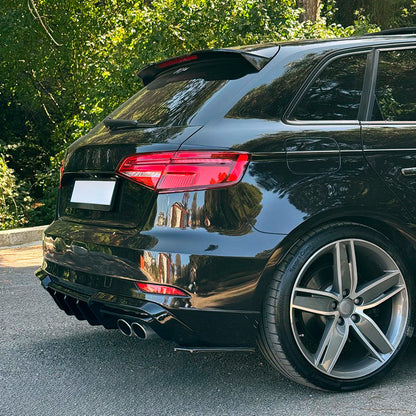 Oneway Heckschürzenansätze (Seitenteile) passend für Audi S3 Sportback 8V Facelift 2016-2020 - Schwarz glänzend (Nur passe...