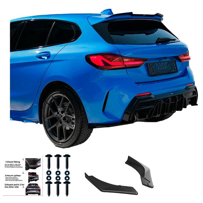 Oneway Heckschürzenansätze (Seitenteile) passend für BMW 1er F40 M-Pack/M135i 2019- - Schwarz glänzend