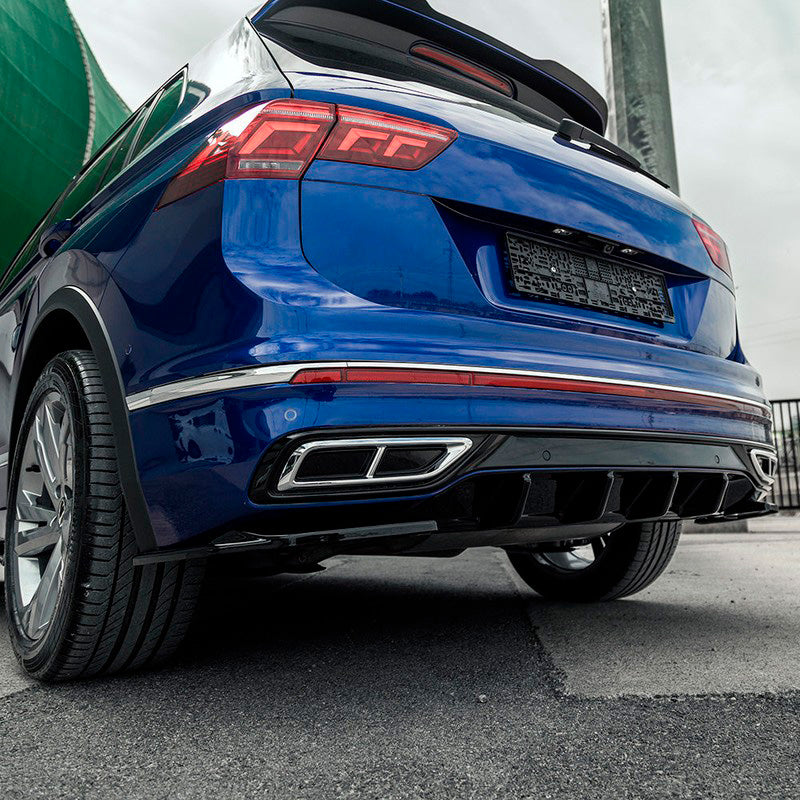 Oneway Heckschürzenansätze (Seitenteile) passend für Volkswagen Tiguan II R-Line Facelift 2020-2024 - Schwarz glänzend