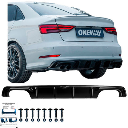 Oneway Heckdiffusor passend für Audi S3 Limousine 8V 2013-2016 - Schwarz glänzend