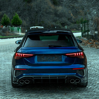 Oneway Heckdiffusor passend für Audi A3 8Y S-Line/S3 Limousine/Sportback 2020-2024 - Schwarz glänzend