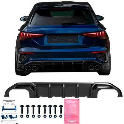 Oneway Heckdiffusor passend für Audi A3 8Y S-Line/S3 Limousine/Sportback 2020-2024 - Schwarz glänzend