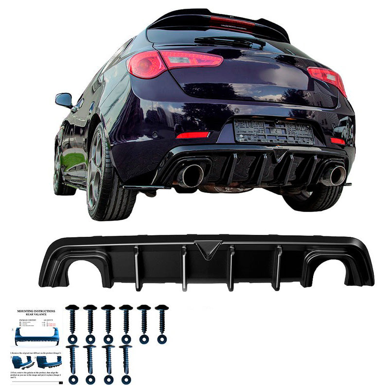 Oneway Heckdiffusor passend für Alfa Romeo Giulietta 2010-2020 - Version 2 - Schwarz glänzend