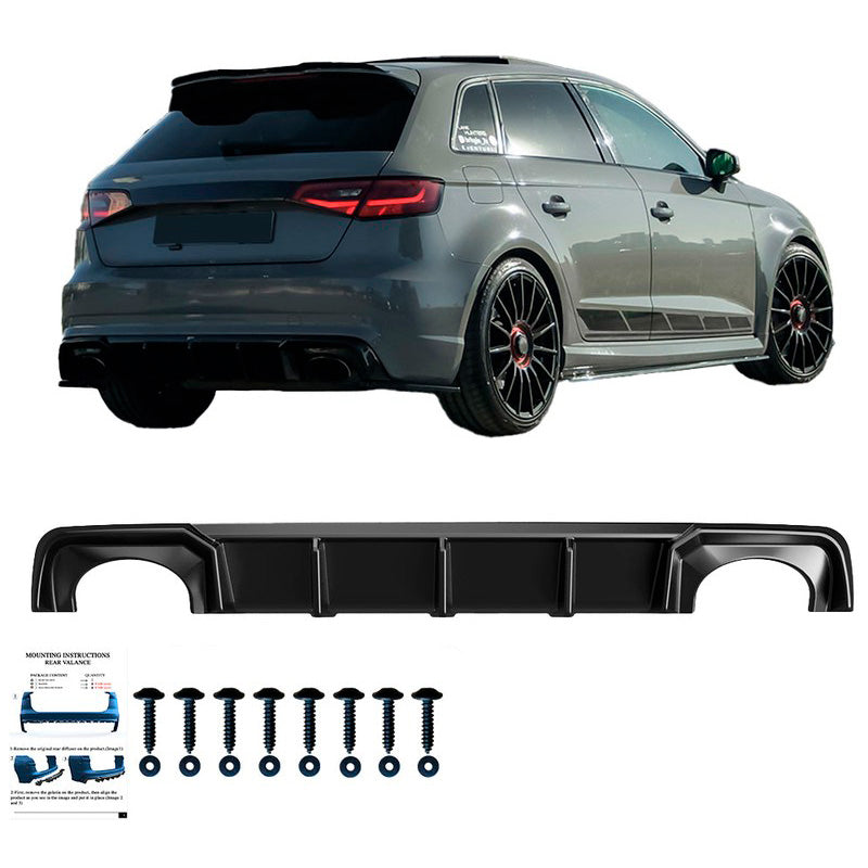 Oneway Heckdiffusor passend für Audi RS3 8V Sportback 2015-2016 - Schwarz glänzend