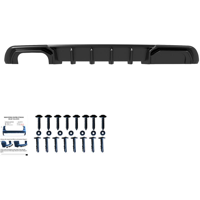 Oneway Heckdiffusor passend für Audi A3 (8V) Limousine Facelift 2016-2020 (Doppelrohr links) - Schwarz glänzend