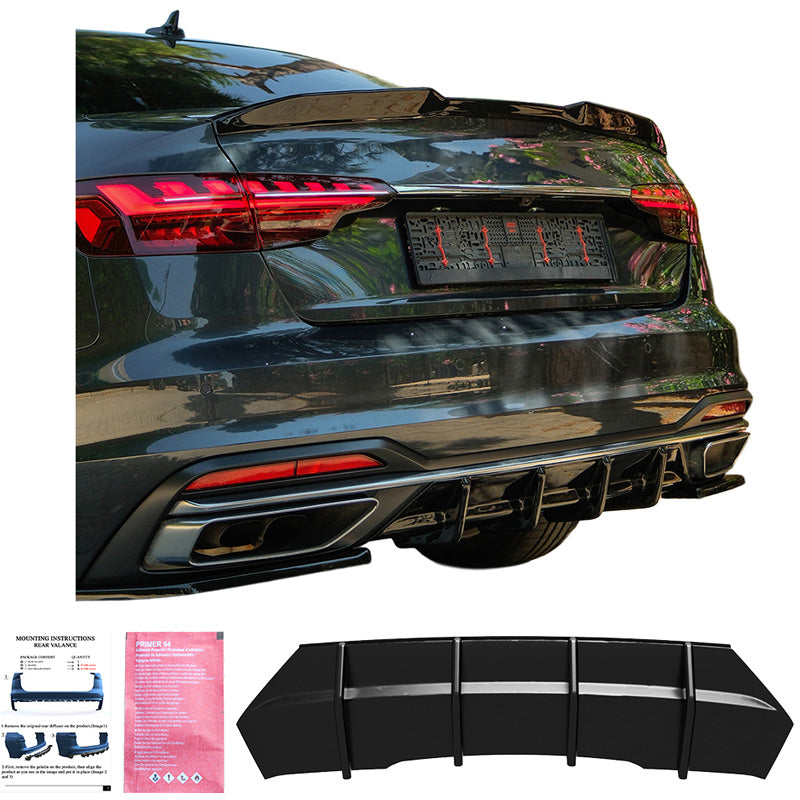 Oneway Heckdiffusor passend für Audi A4 (B9) Limousine/Avant Facelift 2019-2024 - Schwarz glänzend
