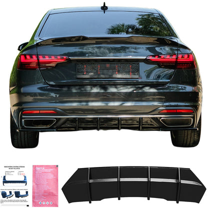 Oneway Heckdiffusor passend für Audi A4 (B9) Limousine/Avant Facelift 2019-2024 - Schwarz glänzend