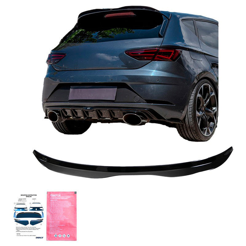 Oneway Dachspoiler (Cap) passend für Seat Leon (5F) HB Cupra 2013-2020 - Schwarz glänzend