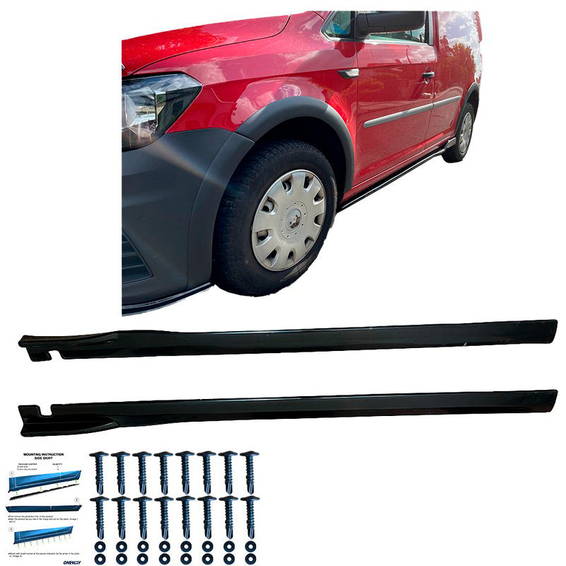 Oneway Satz Seitenschweller passend für Volkswagen Caddy MK4 2015-2020 - Schwarz glänzend