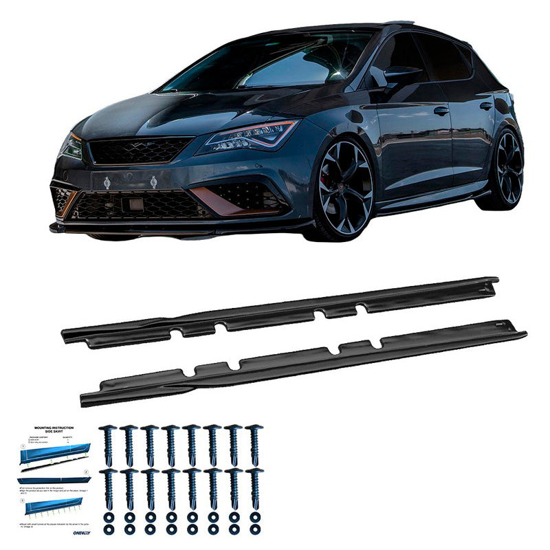 Oneway Satz Seitenschweller passend für Seat Leon (5F) HB/ST 2013-2020 - Version 2 - Schwarz glänzend