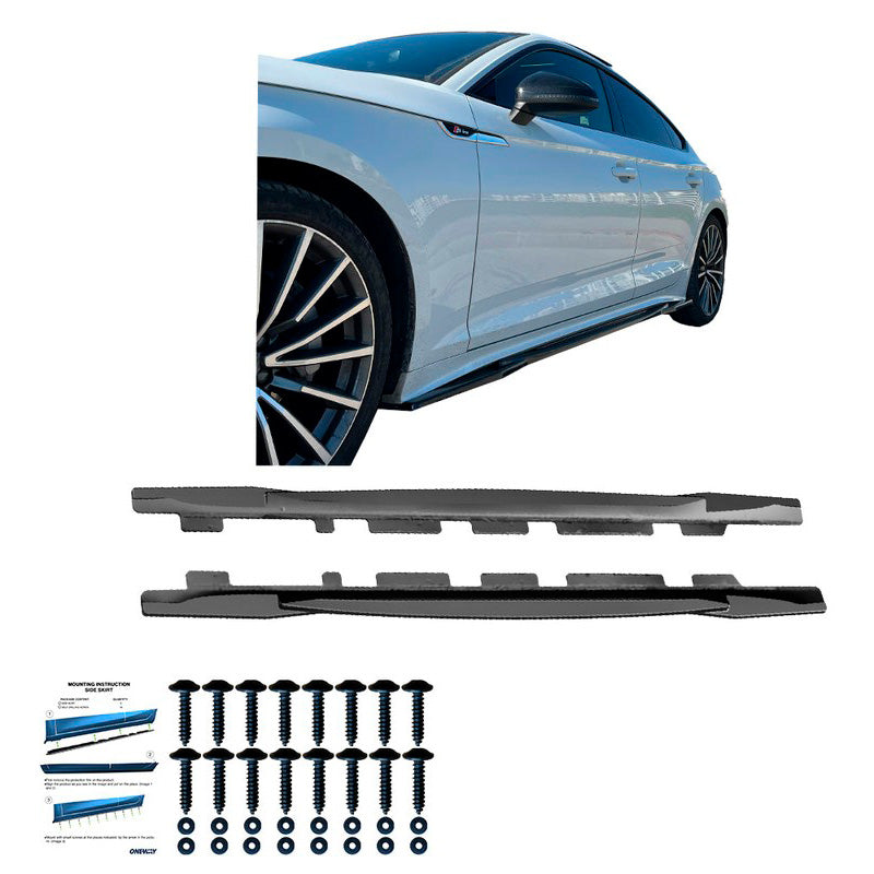 Oneway Satz Seitenschweller passend für Audi A5 F5 Sportback S-Line/S5 Facelift 2019- - Schwarz glänzend