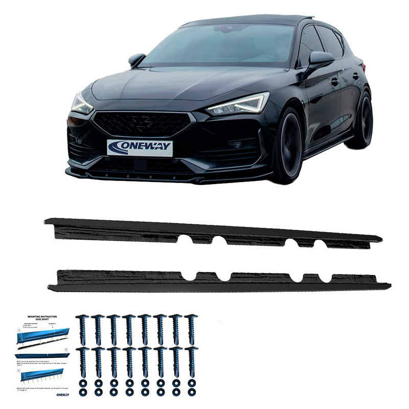 Oneway Satz Seitenschweller passend für Seat Leon IV HB/ST FR & Cupra Leon HB/ST 2020- - Schwarz glänzend