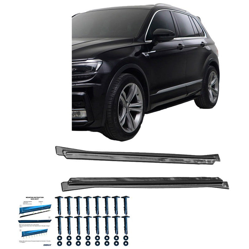 Oneway Satz Seitenschweller passend für Volkswagen Tiguan II Allspace R-Line 2016-2020 - Schwarz glänzend