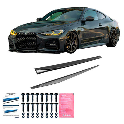 Oneway Satz Seitenschweller passend für BMW 4er G22/G23 Coupe/Cabrio M-Pack/M440i 2020-2024 & Facelift 2024- - Schwarz glä...
