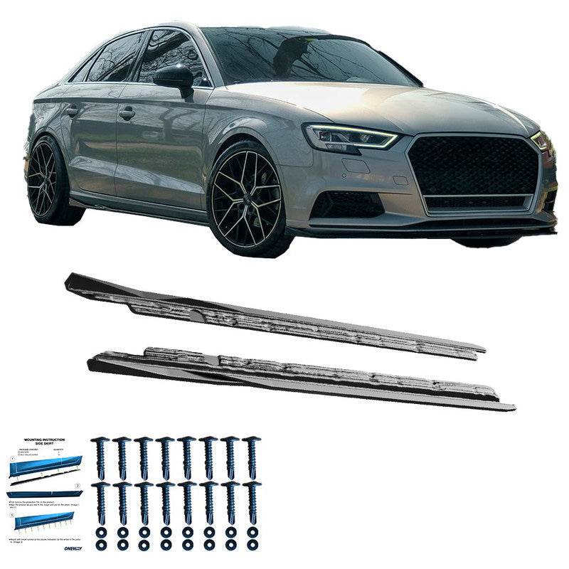 Oneway Satz Seitenschweller passend für Audi A3 (8V) Limousine Facelift 2016-2020 - Schwarz glänzend
