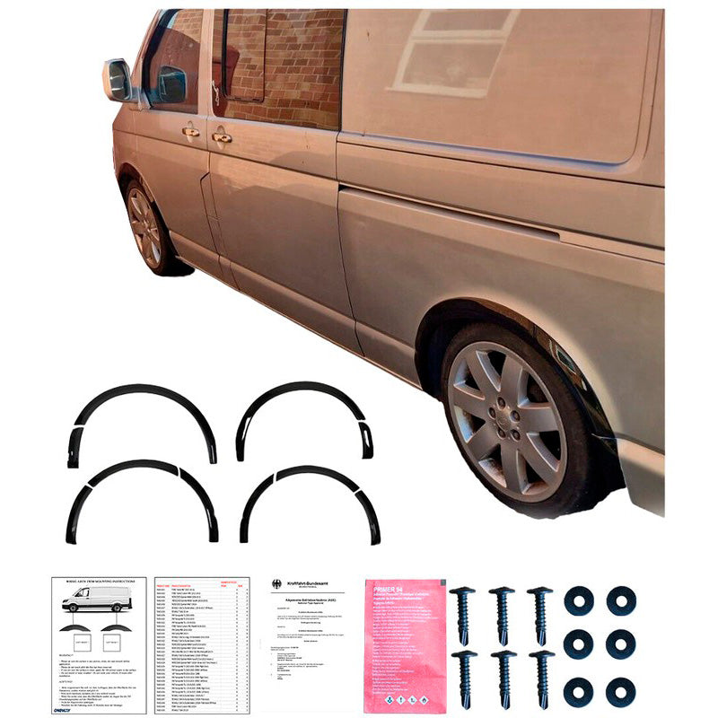 Oneway Satz Radlaufleisten passend für Volkswagen Transporter T5/T5.1 2003-2015 (Kurzer & Langer Radstand) - Schwarz glänzend