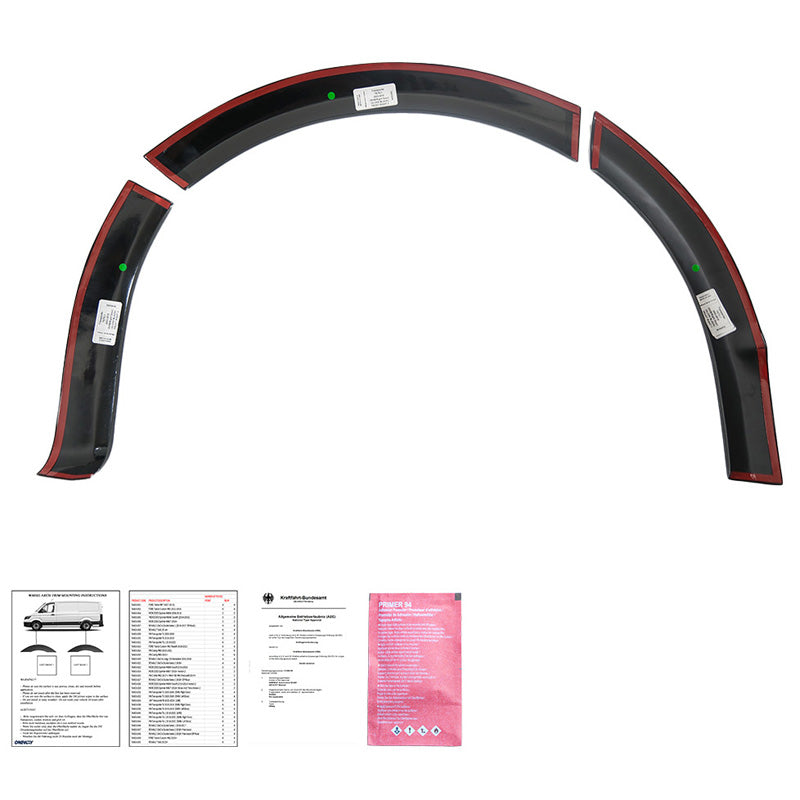 Oneway Satz Radlaufleisten passend für Volkswagen Transporter T5-T5.1 2003-2015 (Kurzer Radstand/Schiebetür rechts) - Schw...