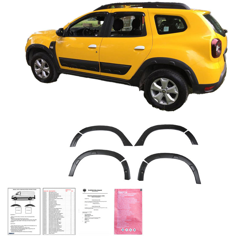 Oneway Satz Radlaufleisten passend für Dacia Duster II 2018-2024 mit Park Assist (Offroad) - Mattschwarz