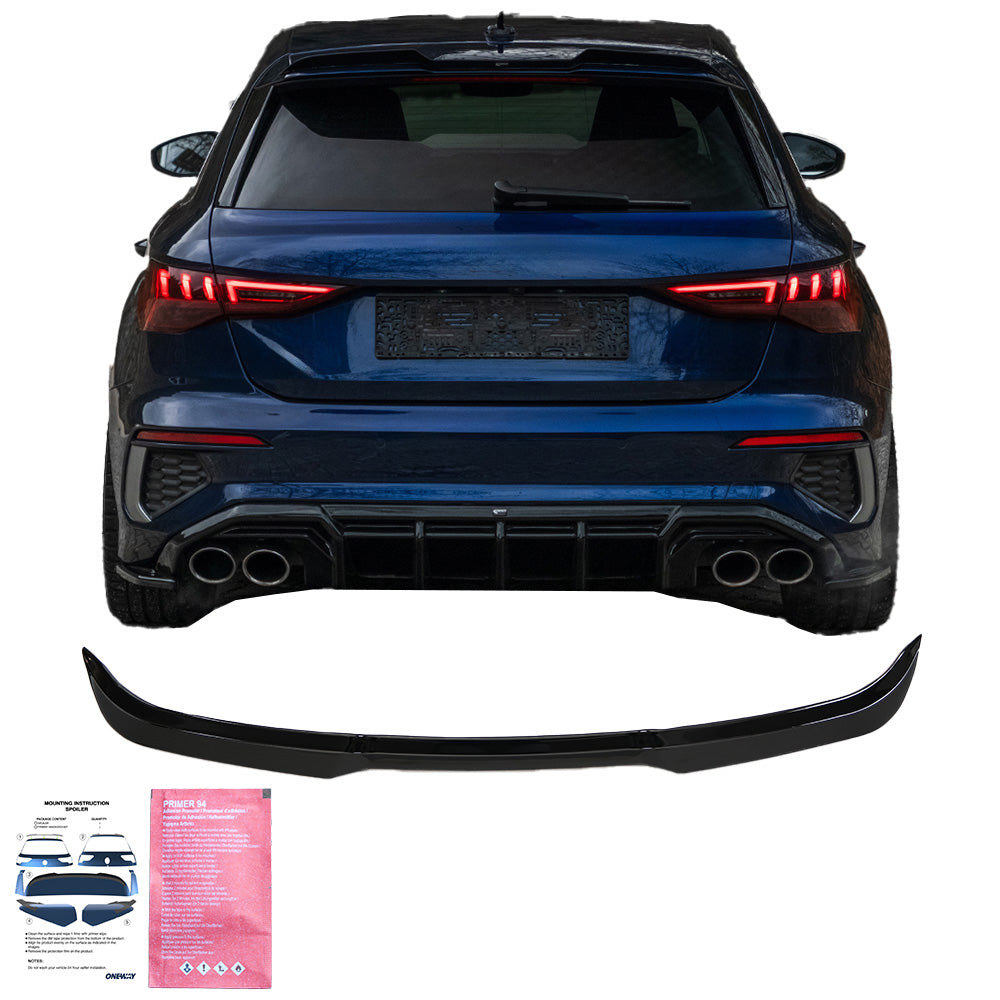 SP20.056 - Spoiler passend für Audi S3/RS3/A3 S-Line 8Y (Sportback) 2020-2024 Hochglanz Schwarz