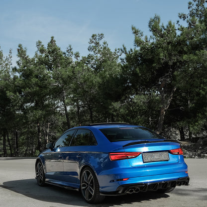 Heckseitensplitter Diffusoren passend für Audi S3 8V Limousine 2013-2016 v2 Hochglanz Schwarz