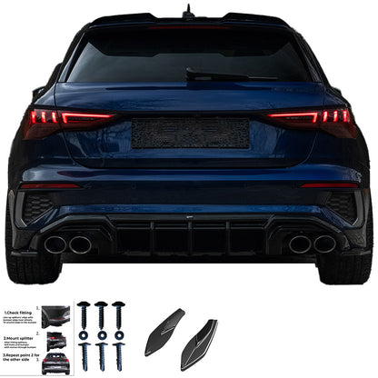 RS11.057 - Heckseitensplitter passend für Audi S3 / A3 S-Line 8Y (Sportback) 2020-2024 Hochglanz Schwarz