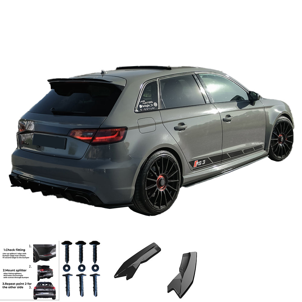 Heckseitensplitter passend für Audi RS3 Sportback 8V 2015-2016 Hochglanz Schwarz