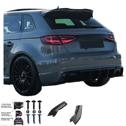 Heckseitensplitter passend für Audi RS3 Sportback 8V 2015-2016 Hochglanz Schwarz