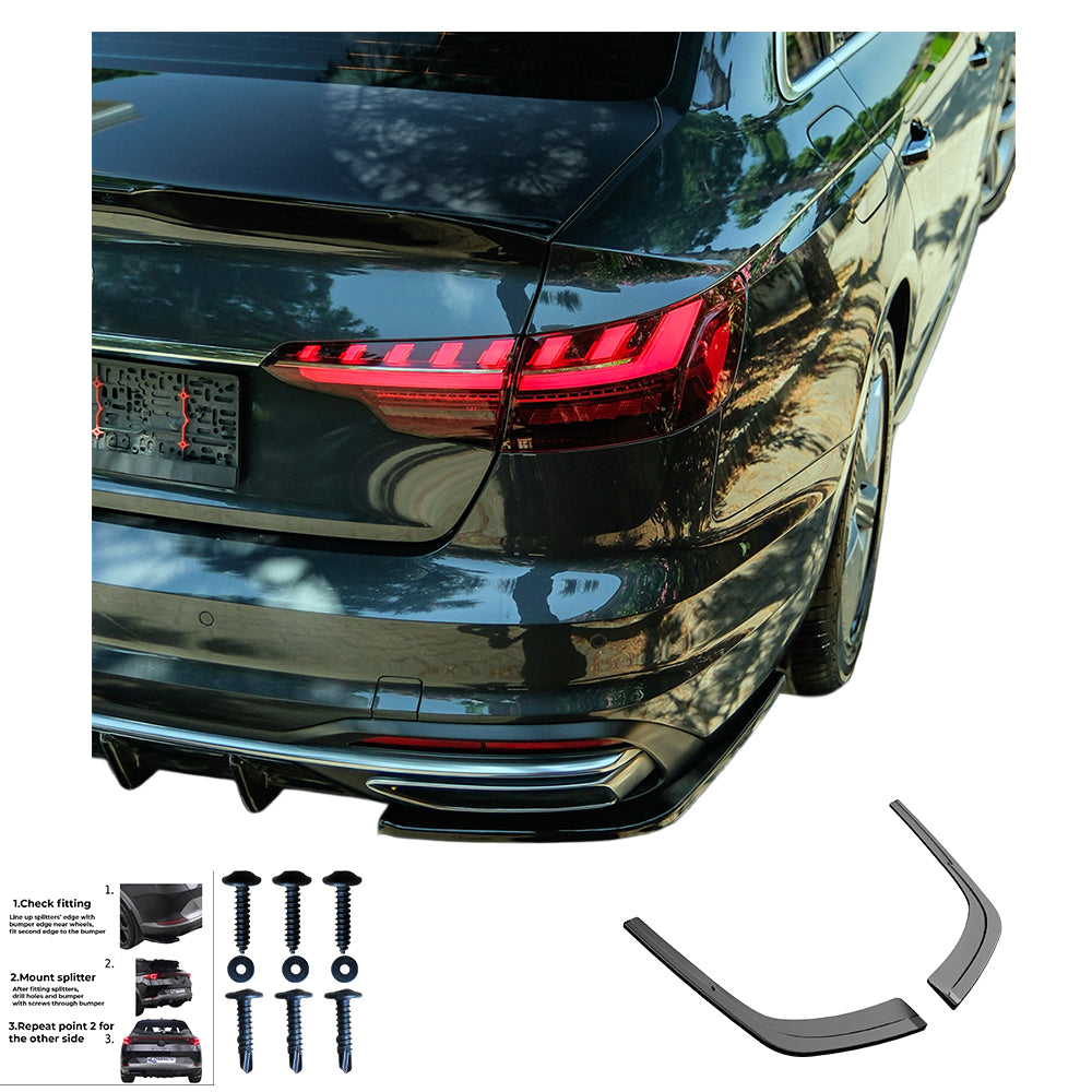 RS11.059 - Heckseitensplitter passend für Audi A4 B9 Facelift 2019-2024 Hochglanz Schwarz