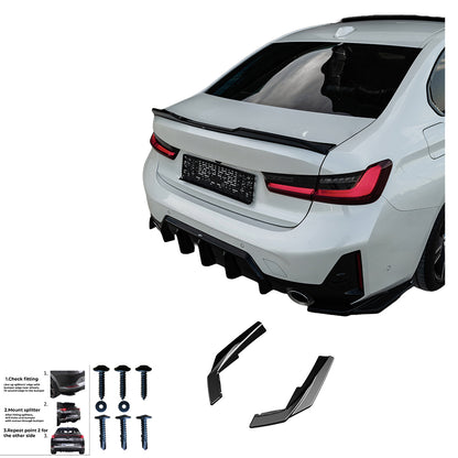 Heckseitige Diffusor Splitter passend für BMW 3er M-Pack G20/G21 Facelift 2022+ Hochglanz Schwarz