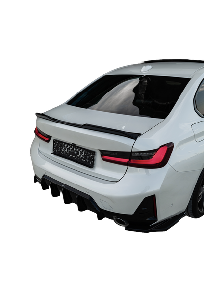 Heckseitige Diffusor Splitter passend für BMW 3er M-Pack G20/G21 Facelift 2022+ Hochglanz Schwarz