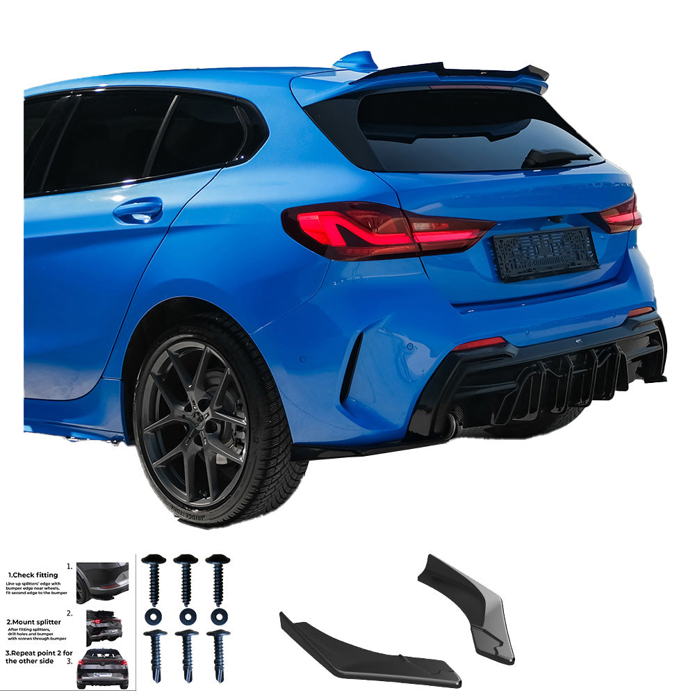 Heckseitensplitter passend für BMW 1er F40 M-Pack/M135i 2019-2024 Hochglanz Schwarz