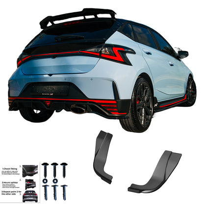 Heckseitensplitter Diffusoren passend für Hyundai I20 N Mk3 2020+ Hochglanz Schwarz