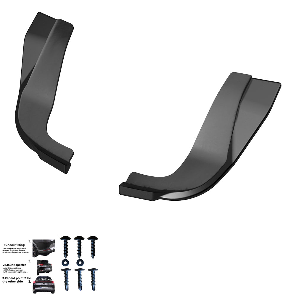 Heckseitensplitter Diffusoren passend für Hyundai I20 N Mk3 2020+ Hochglanz Schwarz