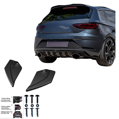 RS11.010 - Heckseitliche Diffusor Splitter passend für SEAT Leon FR MK3 2012-2016 Hochglanz Schwarz