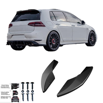 Heckseitendiffusor Splitter passend für VW Golf MK 7 R 2013-2016 Version 3 Hochglanz Schwarz